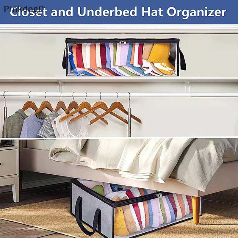 Pi 可折疊棒球帽收納盒,大容量帽子收納袋,可容納 40 個帽子,適用於宿舍、臥室,1 個 og