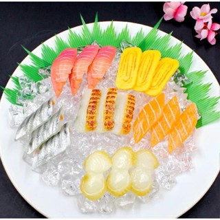 模擬生魚片鮭魚刺身貝類拼盤日式壽司料理飯糰食物模型兒童玩具