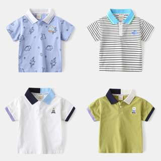 Soffny Kids Polo 衫男童棉 T 恤兒童服裝夏季休閒短袖嬰兒襯衫 Polo kemeja budak le