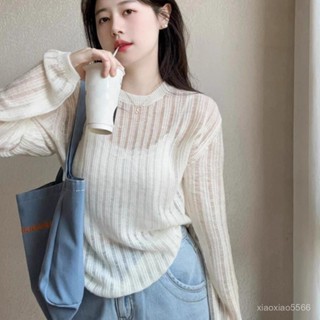 早春款 薄款 鏤空 長袖 打底衫 T恤 防曬衣 罩衣 女 小個子 女生 顯瘦 微透 上衣 服飾 女裝