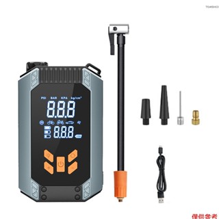 輪胎打氣筒液晶顯示屏打氣筒便攜式汽車輪胎帶充氣機便攜式空氣輪胎 150psi 空氣壓縮機汽車電機 [高]輪胎球和 mo