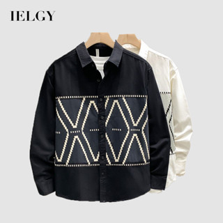 IELGY 男士春秋長袖襯衫百搭上衣