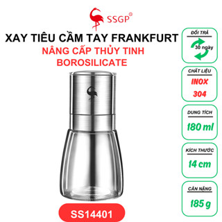來自 SSGP 德國的高品質 304 不銹鋼手持胡椒研磨機,SS14401 胡椒研磨機,玻璃胡椒研磨機
