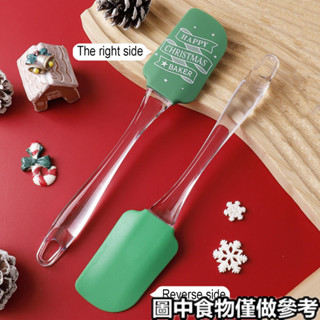 現貨◆蛋糕矽膠颳◆ 創意聖誕節印花矽膠蛋糕奶油颳食品級透明手柄蛋糕烘焙剷抹