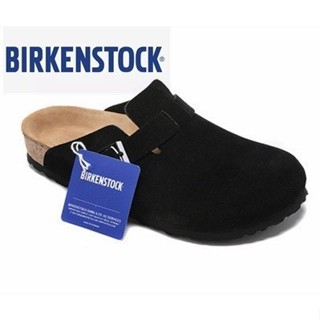 Birkenstock BIRKENSTOCK Boston 中性經典軟木黑色麂皮拖鞋涼鞋 34-46