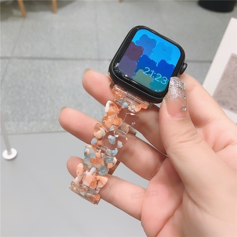 夏季新品蘋果手錶錶帶 iwacth S9 樹脂蝴蝶錶帶 apple watch 蘋果錶帶1-9代通用