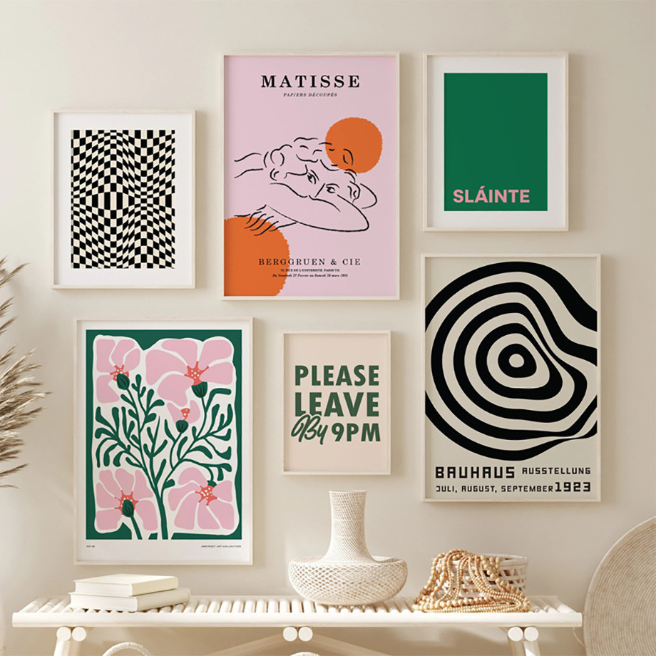 Abstarct Bauhaus Henri Matisse Line 女人花卉海報和版畫牆壁藝術帆布畫客廳裝飾圖片