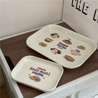 ✌尋夢星網購✌韓國ins可愛卡通早餐盤子托盤桌麵零食收納盤傢用餐具拍照道具