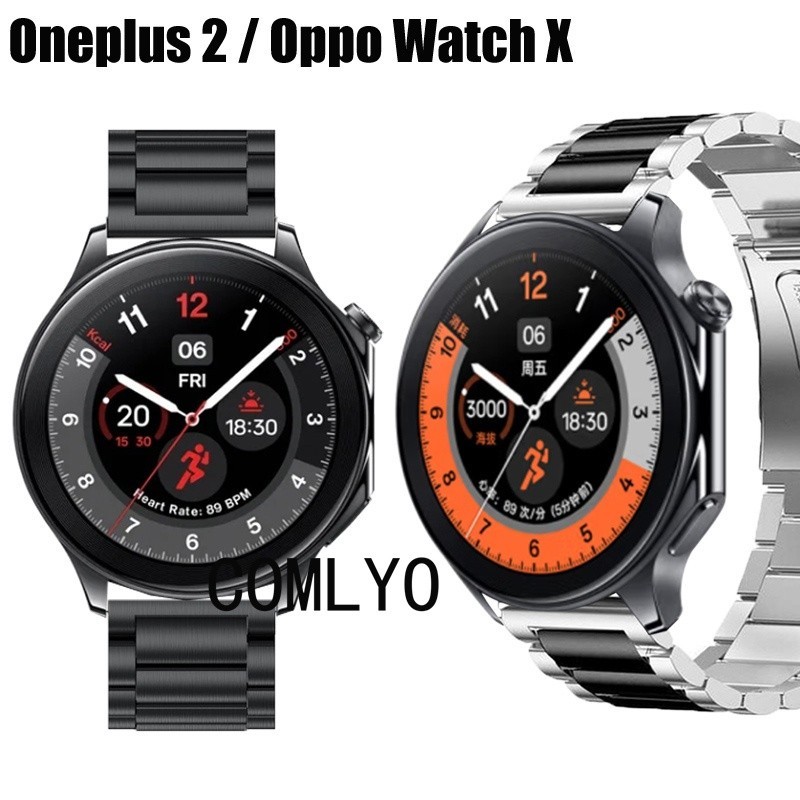 適用於 Oneplus WATCH 2 / OPPO Watch X 錶帶 不銹鋼 金屬 智能手錶 奢華 商務 男款腕帶