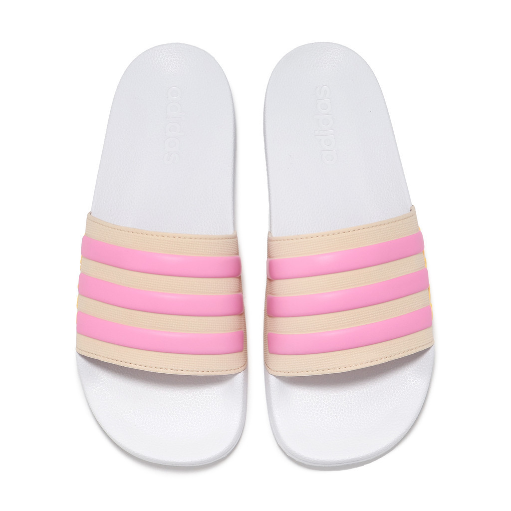 adidas 拖鞋 Adilette Shower K 中童 大童 女鞋 米白 粉紅 涼拖鞋 [ACS] IE2608