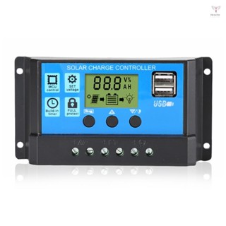 Uurig)30a 太陽能充電控制器 12V/24V 自動識別 PWM 參數可調 LCD 顯示太陽能控制器雙 USB 端