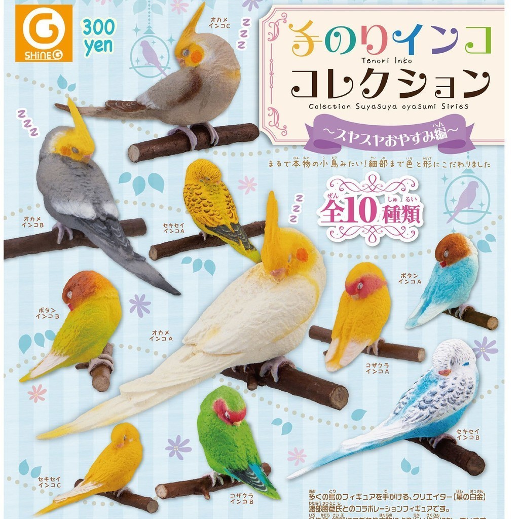 【BTF】現貨日本SHINEG扭蛋 樹枝上的睡眠鸚鵡 鳥類大百科 玄鳳鳥 VEOA