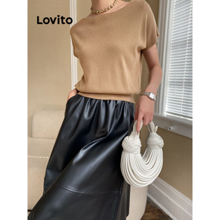 Lovito 女士休閒素色基本款針織上衣 L86ED138