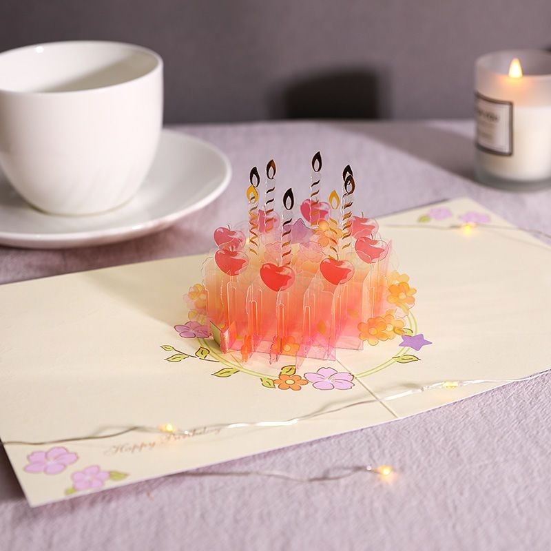 LILL ⊰蛋糕賀卡⊱ 現貨 生日蛋糕 賀卡 3d立體摺疊日本唯美高級創意送閨蜜精緻少女心 卡片