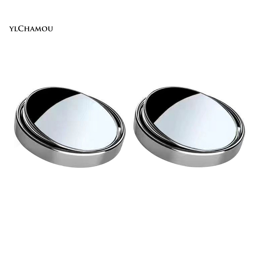 Ylchamou側視輔助鏡盲點車鏡360度可調汽車盲點鏡套裝增強安全廣角鏡頭設計無框後視鏡汽車配件