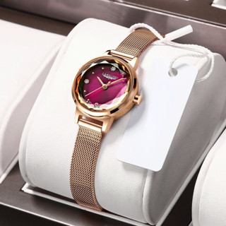 女士石英腕錶經典玫瑰金網帶手錶女士女士防水優雅手錶