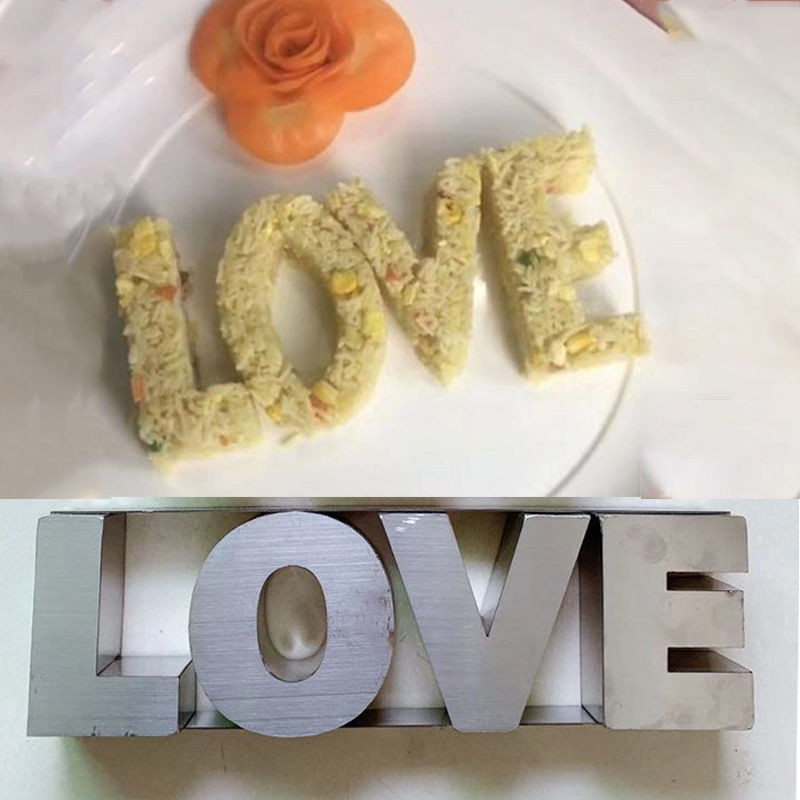 不鏽鋼LOVE5201314盛飯造型果盤DIY酒店餐飲後廚刺身裝飾造型模具