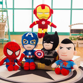 MARVEL 漫威蜘蛛俠毛絨玩具軟填充卡通填充娃娃 12-27 厘米毛絨美國隊長蝙蝠俠布娃娃枕頭