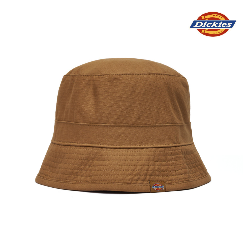 Dickies男女款棕色純棉暗格紋側邊品牌Logo織標漁夫帽|DK013054BD0