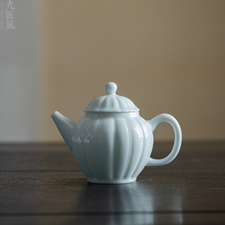 粉青菊瓣茶壺 手工陶瓷泡茶壺帶過濾中式功夫茶具家用茶壺