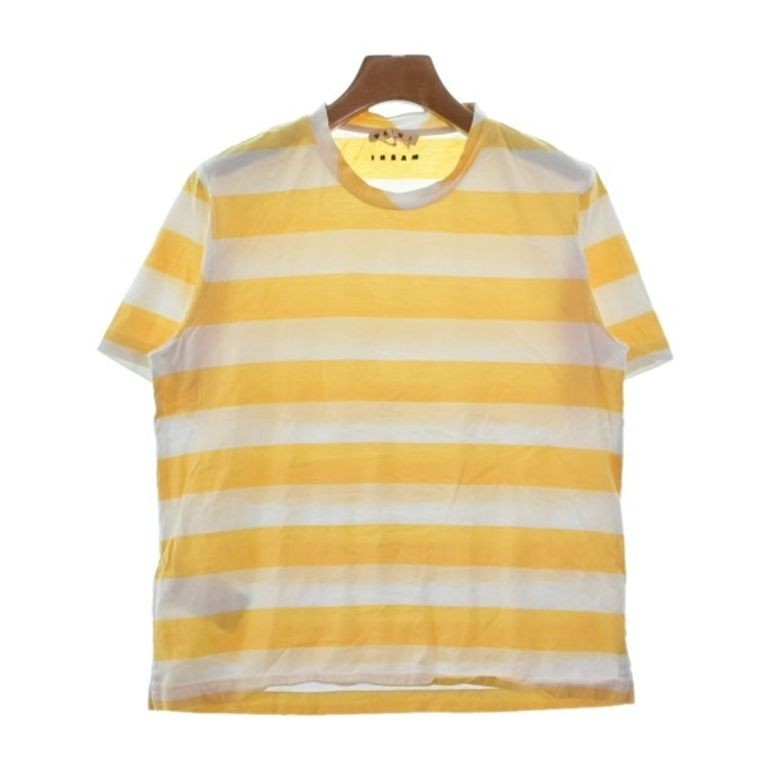 MARNI 瑪尼 針織上衣 T恤 襯衫橫條紋 白色 黃色 日本直送 二手