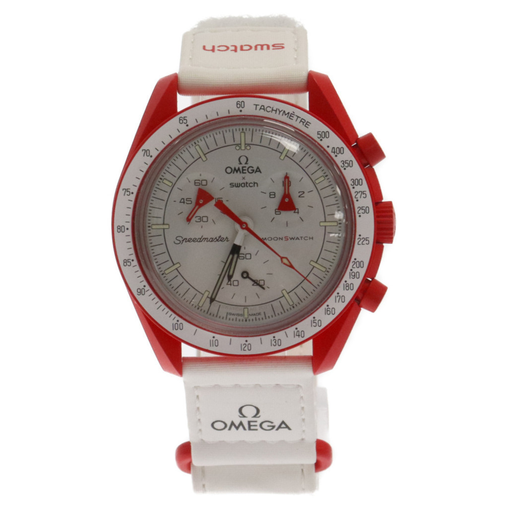 OMEGA 歐米茄手錶swatch Mars計時腕錶 紅色 石英 字盤 白色 日本直送 二手
