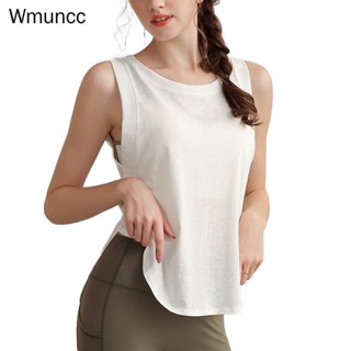 Wmuncc 寬鬆運動背心女式跑步長襯衫健身透氣普拉提瑜伽無袖上衣