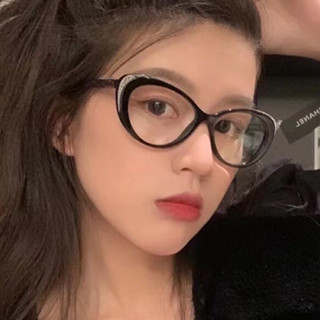 現貨時尚貓眼復古眼鏡框防藍光素顏眼鏡架女士街拍顯瘦平光鏡