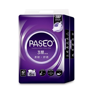 PASEO 3層柔韌舒適抽取式衛生紙100抽6包12袋（PEFC）（箱購）