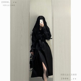 💕臺灣出貨#鞦鼕季新款韓版風衣小個子學院風高級大衣過膝寬鬆休閒中長款外套