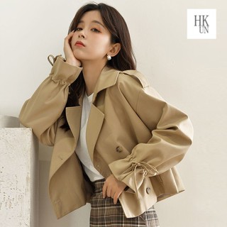 【H Kun】2025新款女裝韓版寬鬆小個子潮外套女潮ins春季炸街短款西裝風衣