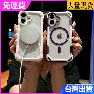 iPhone 16 15 14plus 13 promax亞克力透明磁吸充電大孔男女情侶款12高顏值11手機保護殼手機殼