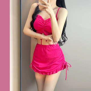 夏季新款泳衣女，無鋼圈比基尼三件式泳裝