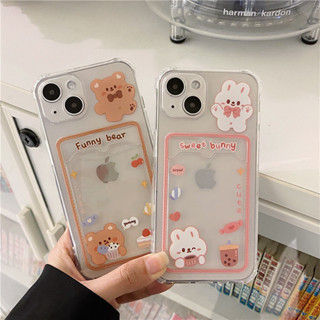 甜點 小兔 小熊 插卡 手機殼 適用iPhone 15 14 13 12 11 Pro Max 卡片收納 卡通 防摔殼