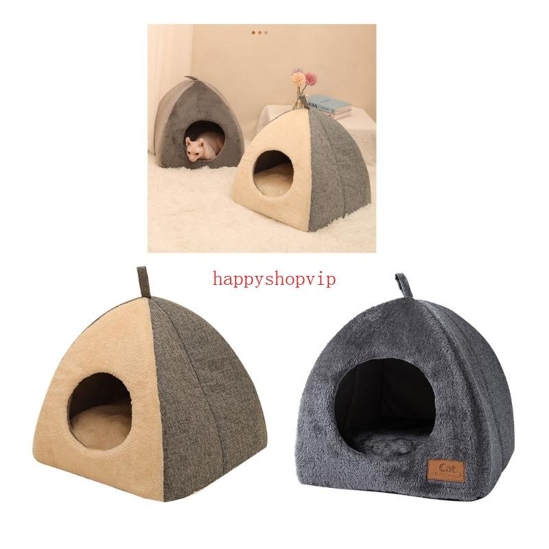 Hsv 帳篷形狀寵物帳篷軟床適用於小型犬貓軟毛絨公寓可機洗洞穴狗屋