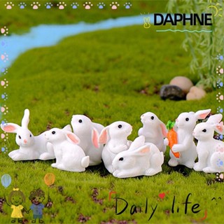 Daphne 樹脂兔子雕像白兔復活節裝飾品迷你動物工藝微景觀
