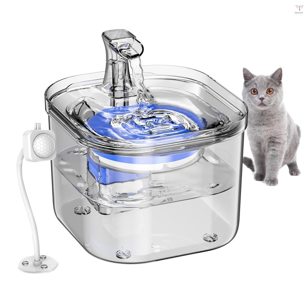 Uurig)wf160 貓飲水機帶智能感應 1.8L/61oz 透明寵物飲水機自動飲水機帶靜音水泵模擬水龍頭貓狗 Oth