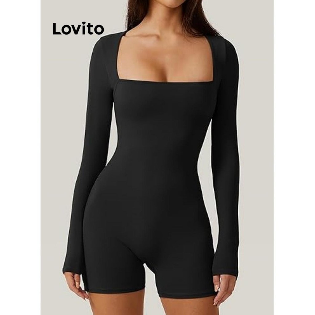 Lovito 女士休閒素色基本款連身褲 LNL54147