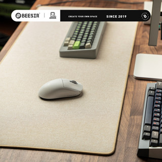 beesir亞麻滑鼠墊超大號防滑鍵盤減震簡約高級感可訂製棉麻墊加厚