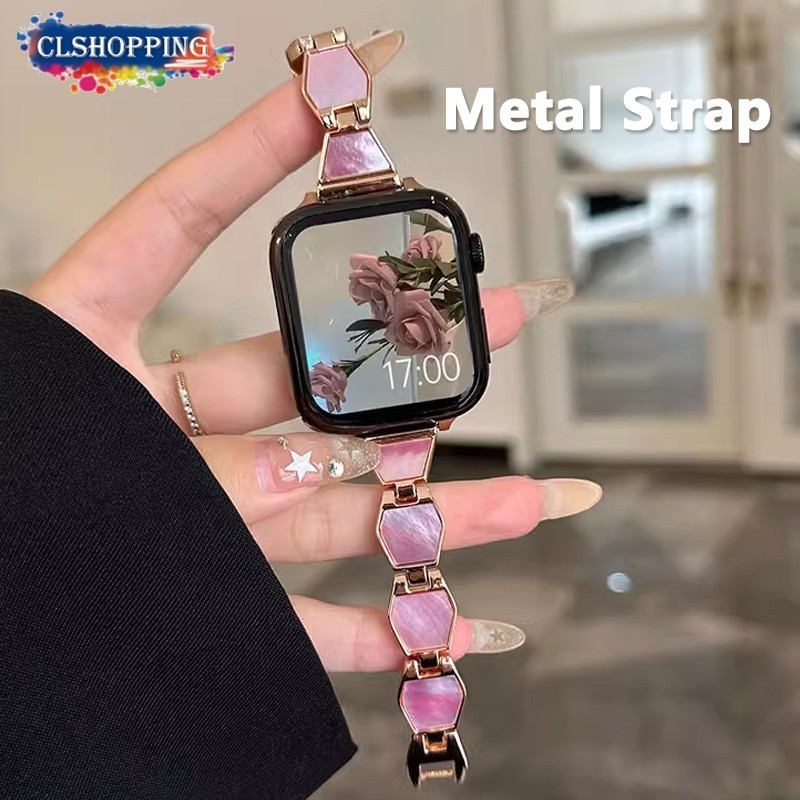 Clshopping 貝殼形金屬智能手錶手鍊適用於 Apple Watch Ultra2 Ultra 9 8 7 6 S