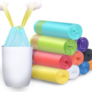 家用加厚抽繩彩色垃圾袋手提自動收口一次性廚房垃圾袋塑膠袋