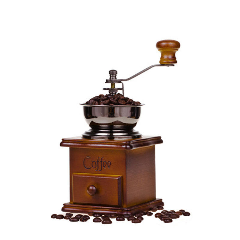 磨豆機 咖啡豆 手搖研磨機 粉碎機 家用手動磨豆機 復古原木磨粉機 手磨咖啡機 手搖磨豆機 手沖咖啡研磨機