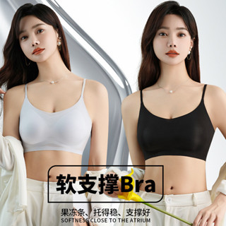 冰絲內衣女生 無痕 超薄胸罩 速乾 無鋼圈 果凍條軟支撐 性感美背一片式 集中爆乳上託 可調整肩帶 吸溼透氣不悶熱