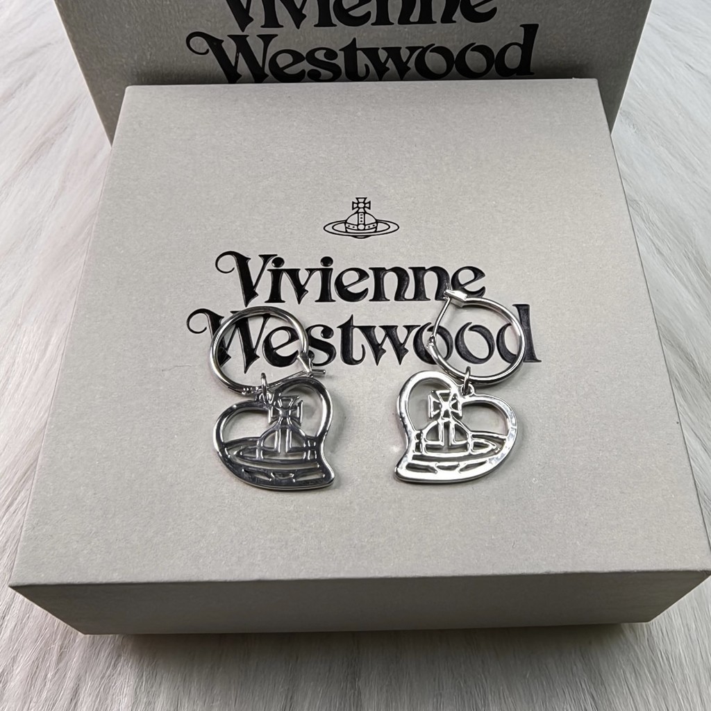 Vivienne Westwood 鏤空愛心土星耳環女法式經典簡約時尚星球耳飾