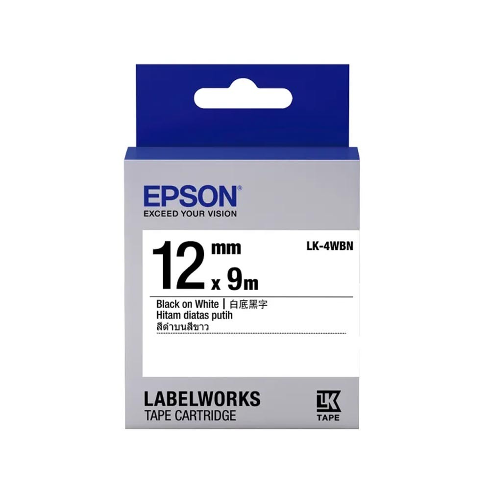 【EPSON】LK-4WBN S654401 標籤帶[一般系列]白底黑字12mm