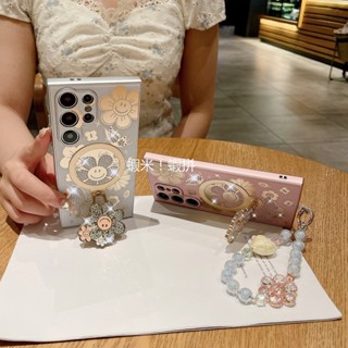 水鑽 花朵 隱形支架手機殼 掛繩保護殼 適用於 三星 Galaxy S22 S23 S24 S25 Ultra