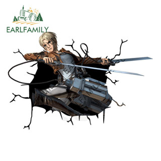 EARLFAMILY 13cm x 8.8cm 適用於進擊的巨人創意汽車貼紙遮擋劃痕大篷車卡車保險槓 PVC 貼花防水動