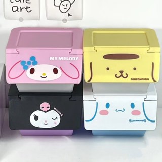 三麗鷗桌面收納盒 Kawaii Cinnamoroll Melody Kuromi 可折疊收納籃蓋分隔分類盒雜物收納盒