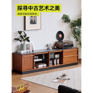 現貨免稅免運 復古實木電視櫃 巖板電視櫃 北歐小戶型客廳電視櫃 家用收納落地中古電視機櫃