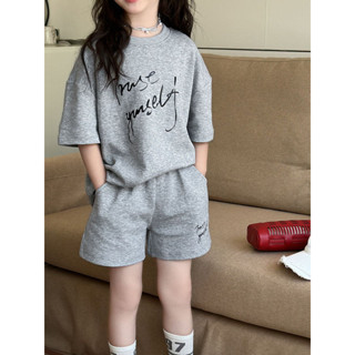 Smile Kids 女童短袖套裝 臺灣出貨 女童運動套裝2025年夏季新款休閒T恤短袖短褲兒童兩件套